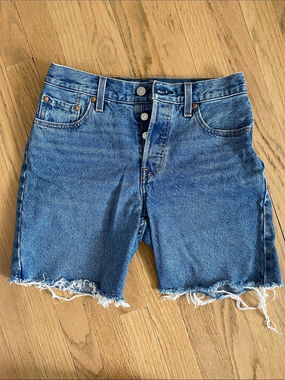 Levi’s Blue Distressed Denim Shorts